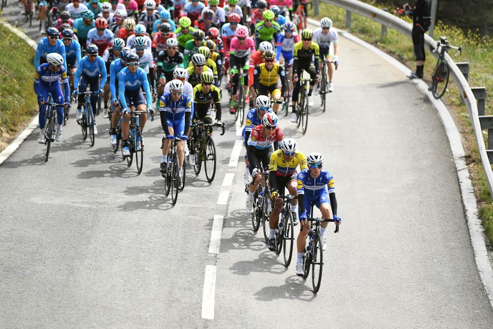 The Volta a Catalunya peloton in action during stage 2