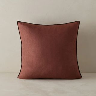 dark brick red linen pillow