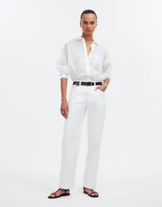 Low-Slung Straight Jeans in Tile White