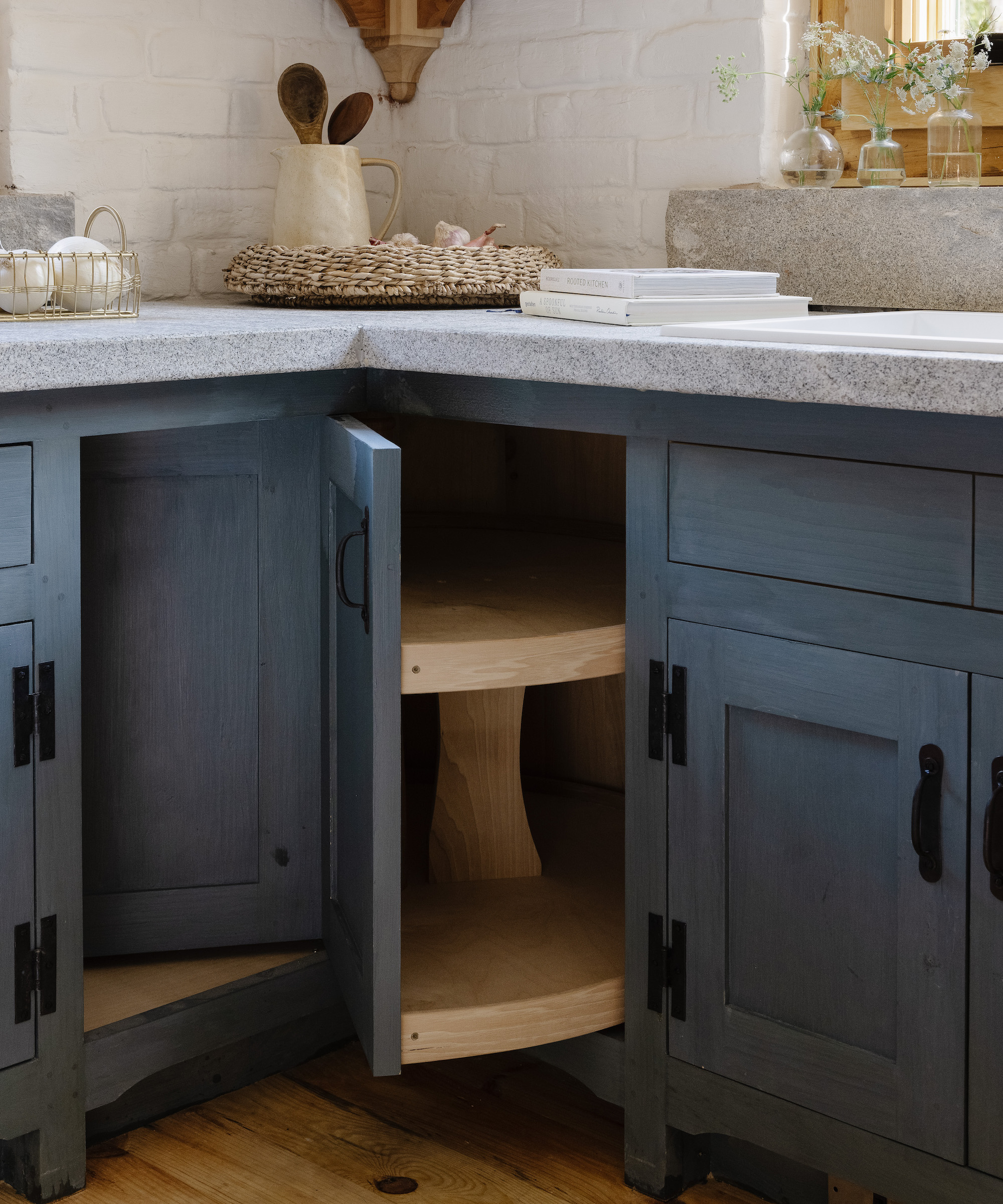 kitchen storage with corner carousel