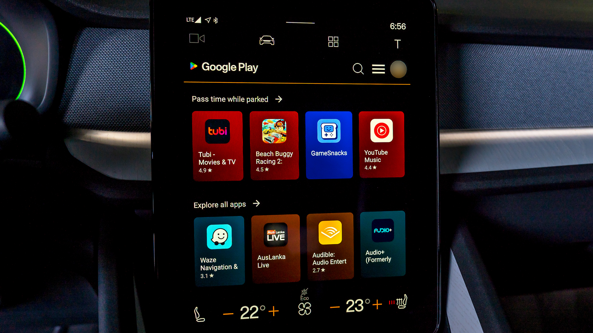 Android Automotive screen download apps.