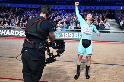 Matthew Richardson celebrating at the Track Champions League in London