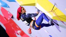 Elnaz Rekabi wearing a hijab at the IFSC Climbing World Championships in 2019  
