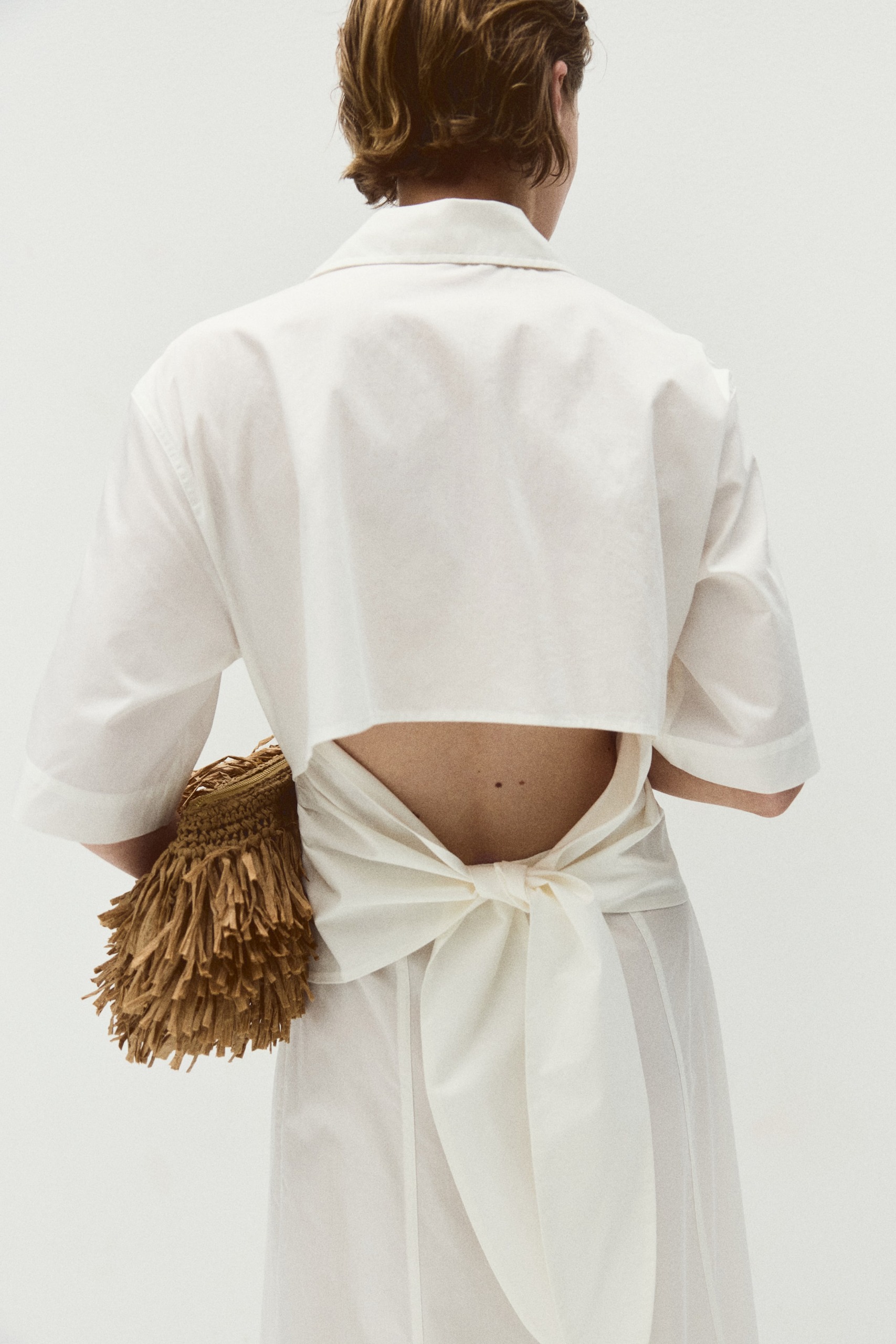 Tie-Back Poplin Dress
