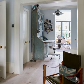 room with wooden flooring and study table