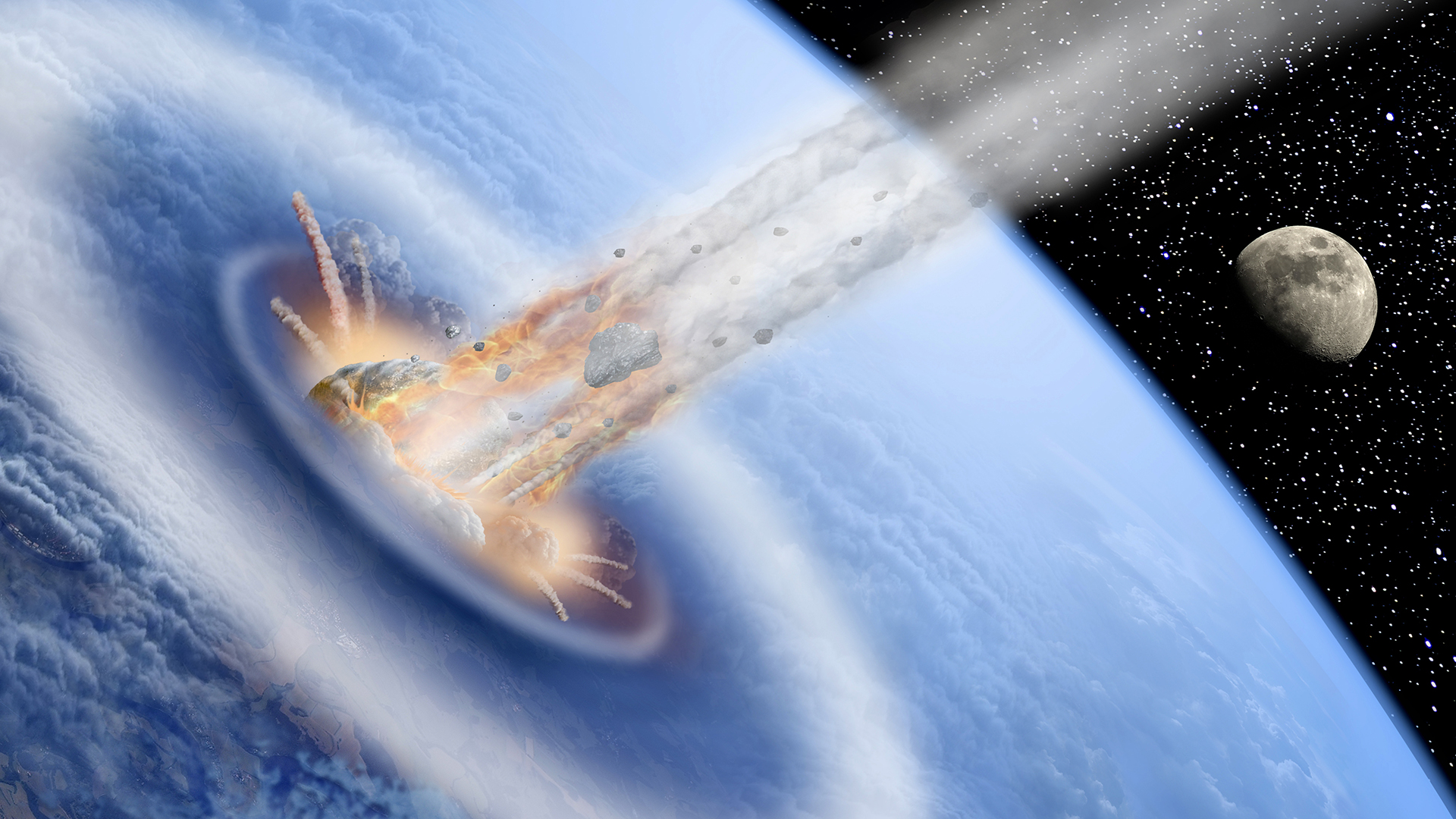 an asteroid slams into Earth