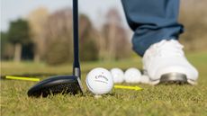 PGA pro Ben Emerson demonstrating how to hit a 3-wood off the tee