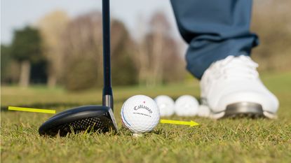 PGA pro Ben Emerson demonstrating how to hit a 3-wood off the tee