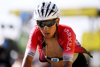 HAUTACAM FRANCE JULY 21 Nairo Alexander Quintana Rojas of Colombia and Team Arka Samsic crosses the finish line during the 109th Tour de France 2022 Stage 18 a 1432km stage from Lourdes to Hautacam 1520m TDF2022 WorldTour on July 21 2022 in Hautacam France Photo by Dario BelingheriGetty Images