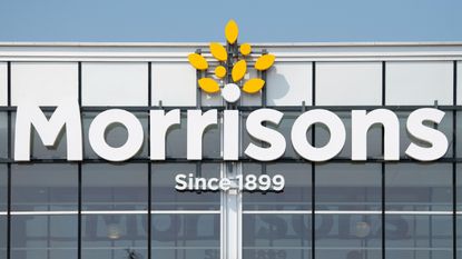 A Morrisons supermarket sign on August 09, 2020 in Cardiff, Wales.