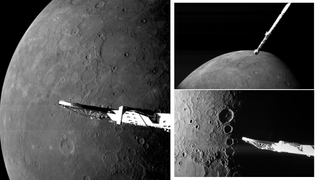 Top three images acquired of Mercury by the ESA/JAXA BepiColombo spacecraft during its sixth Mercury flyby on 8 January 2025 as selected by the ESA