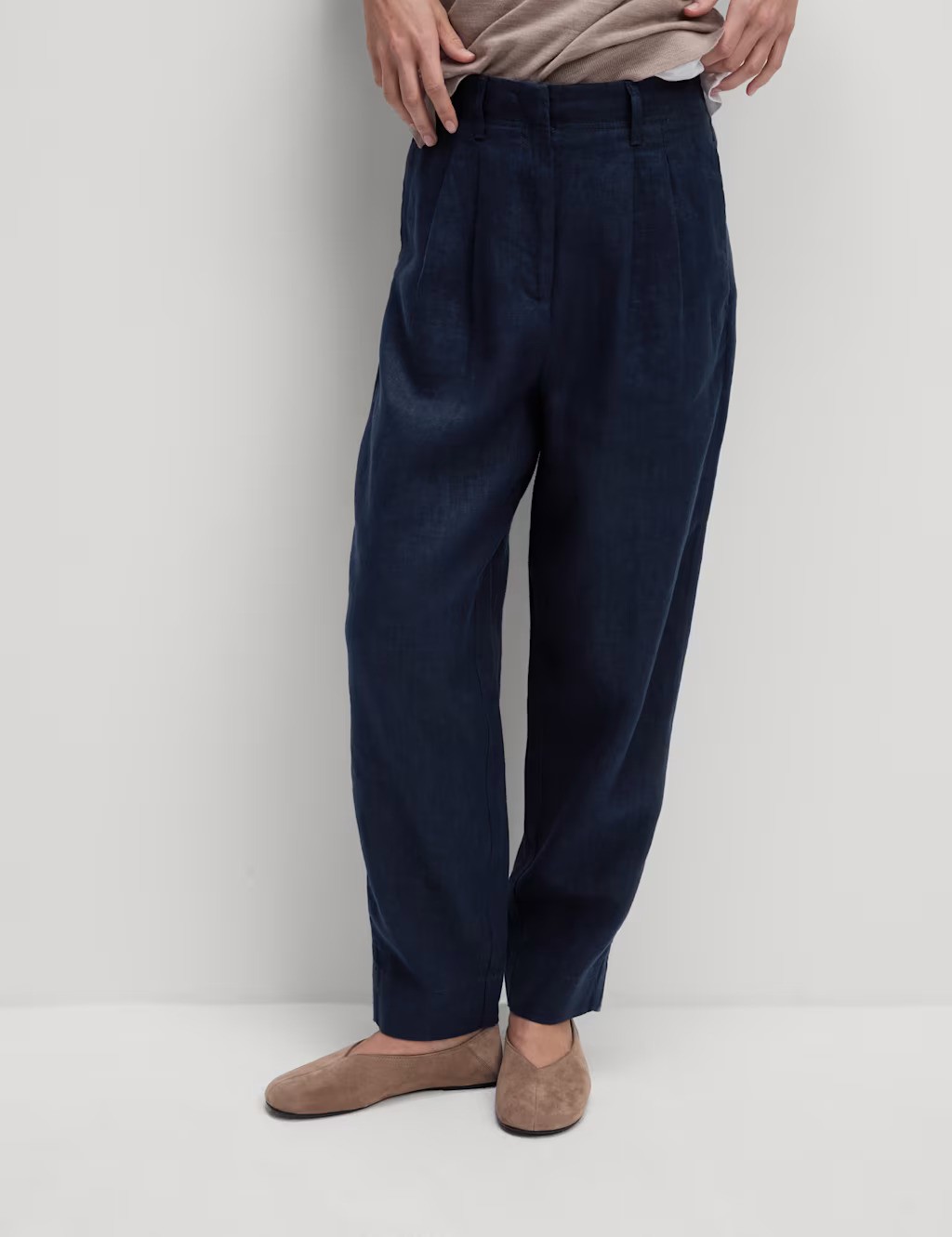 Pure Linen Tapered Trousers
