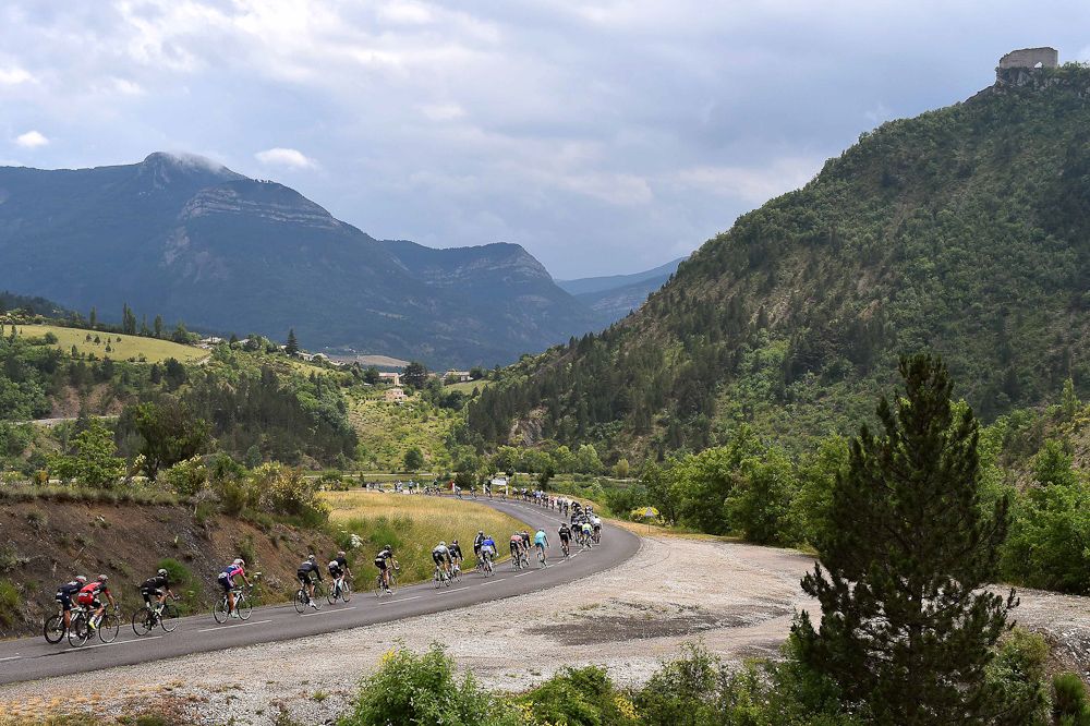 The peloton rides during stage 4 of the Criterium du Dauphine.