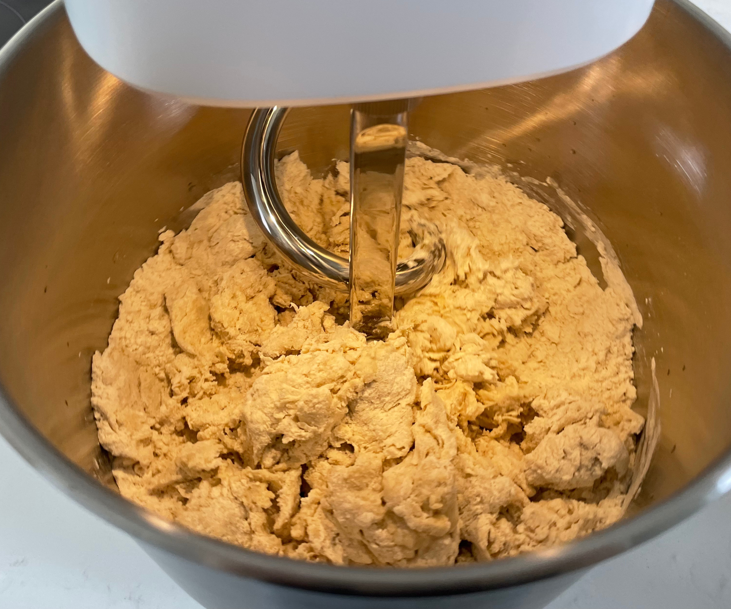 Pizza dough coming together in the Ooni Halo Pro Spiral Mixer