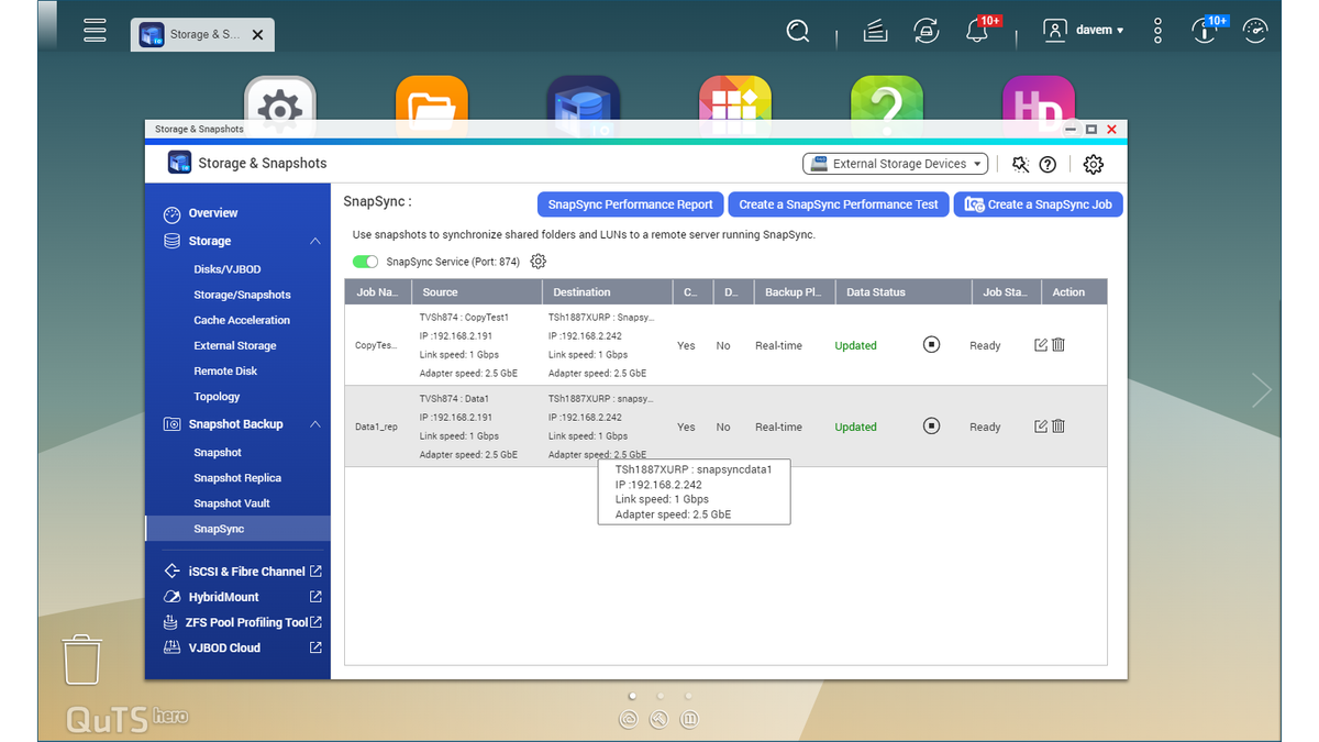 The interface for the Qnap TS-h1887XU-RP