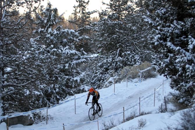 An Optum rider makes his way through the snow.