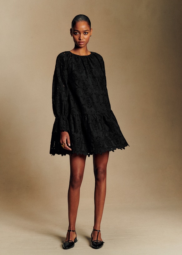 Lanka Dress - Black Lace - Organic Cotton - Organic Textile - S&amp;eacute;zane