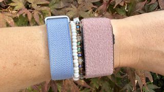 a photo of the Fitbit Air and the Garmin Cirqa on the wrist