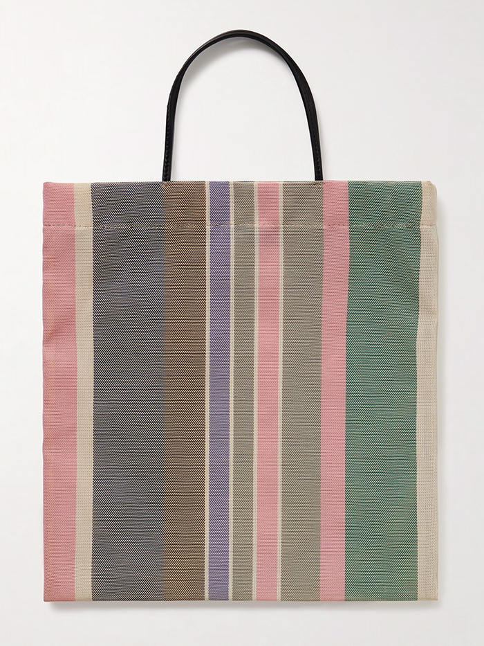THE ROW, Barn Mini Leather-Trimmed Striped Mesh Tote