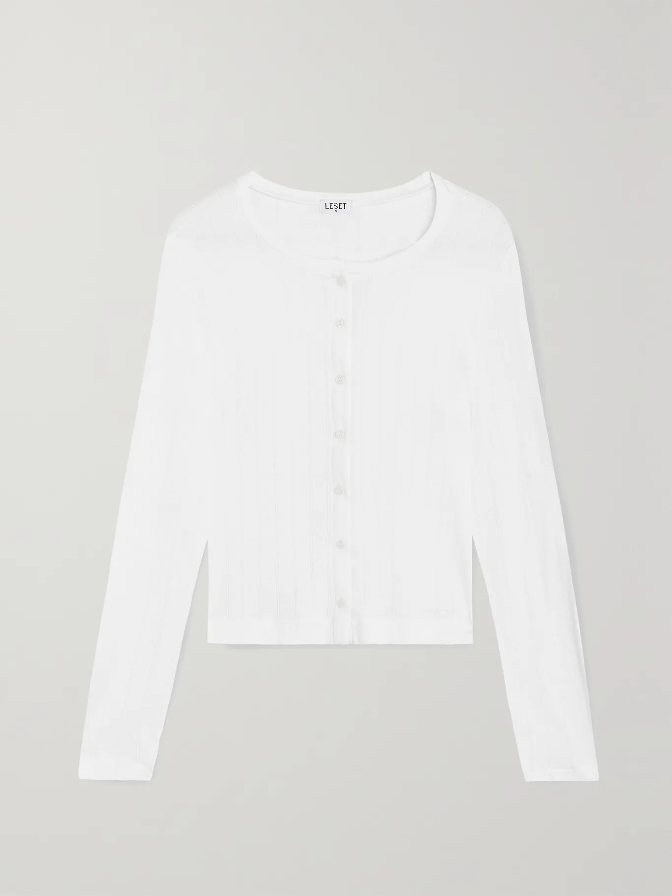 LESET, Pointelle-Knit Cotton-Jersey Cardigan