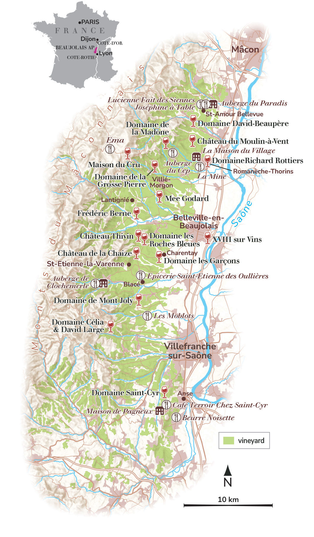 Beaujolais wine map