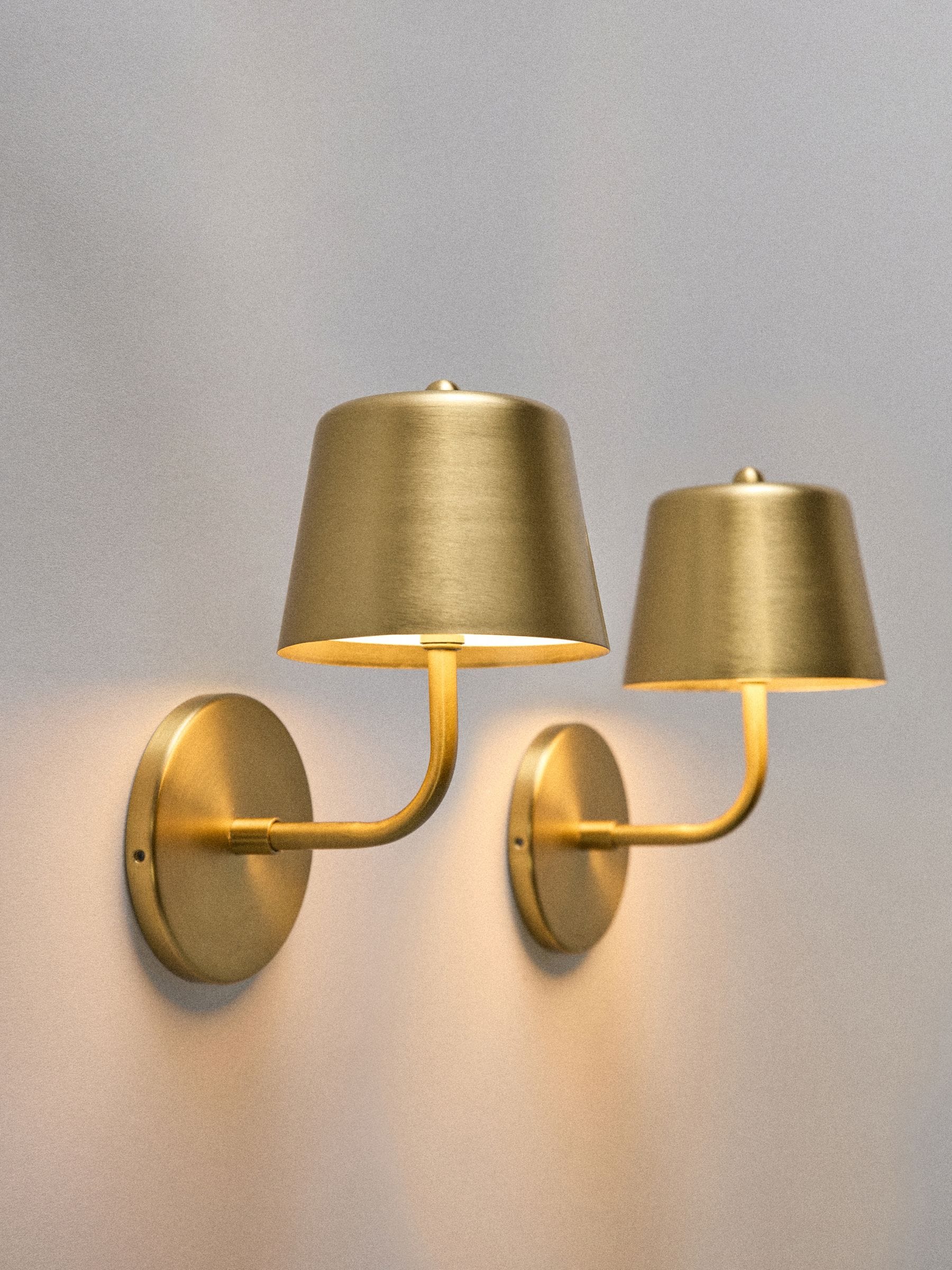 The Set 2 Pack Brass Rechargeable Wall Lights - Size One