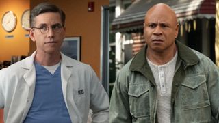 From L to R: Brian Dietzen as Dr. Jimmy Palmer on NCIS, LL Cool J as Sam Hanna on NCIS: New York.
