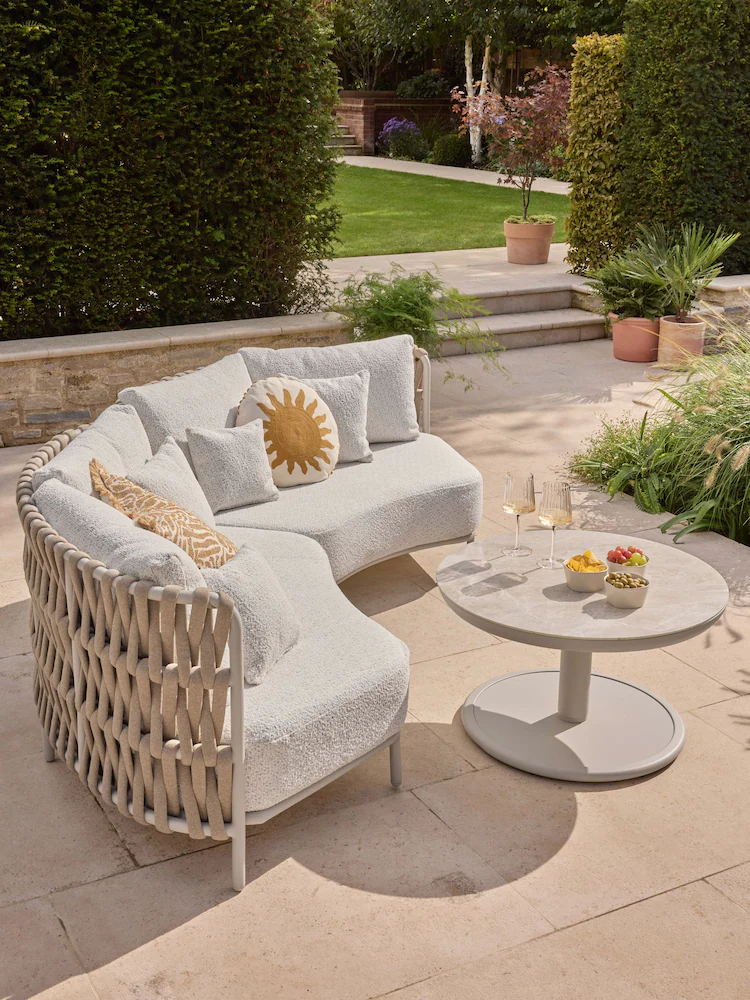 Next, Natural Salvador Curve Corner Sofa and Table Lounge Set
