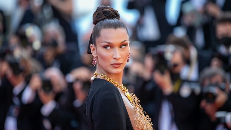 CANNES, FRANCE - JULY 11: Model Bella Hadid attends the "Tre Piani (Three Floors)" screening during the 74th annual Cannes Film Festival on July 11, 2021 in Cannes, France. (Photo by Marc Piasecki/FilmMagic)