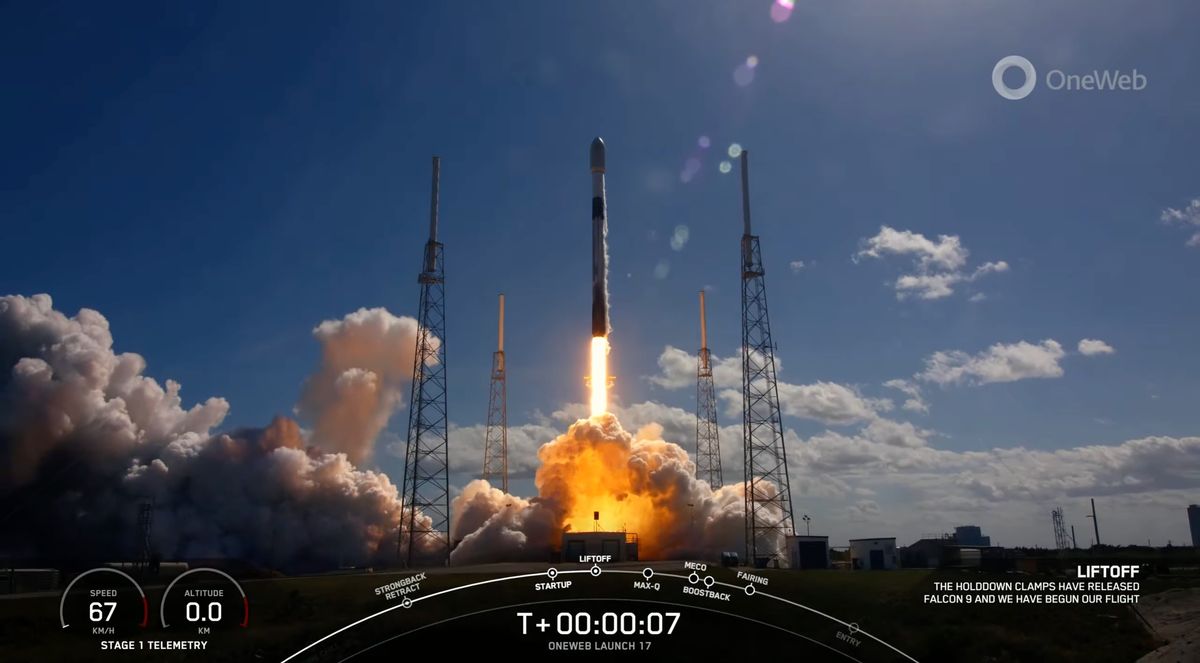 SpaceX lanceert 40 OneWeb-internetsatellieten, een grondraket