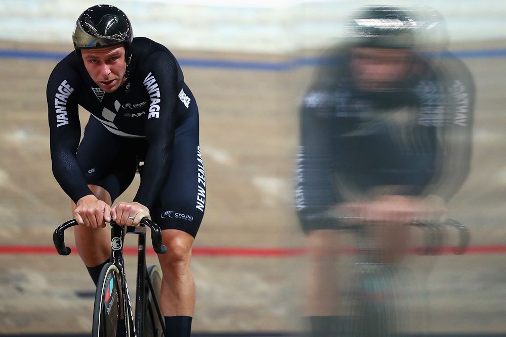 Eddie Dawkins od New Zealand looks on after he competes in the Men's team sprint qualifying on day one of the UCI Track Cycling World Championships