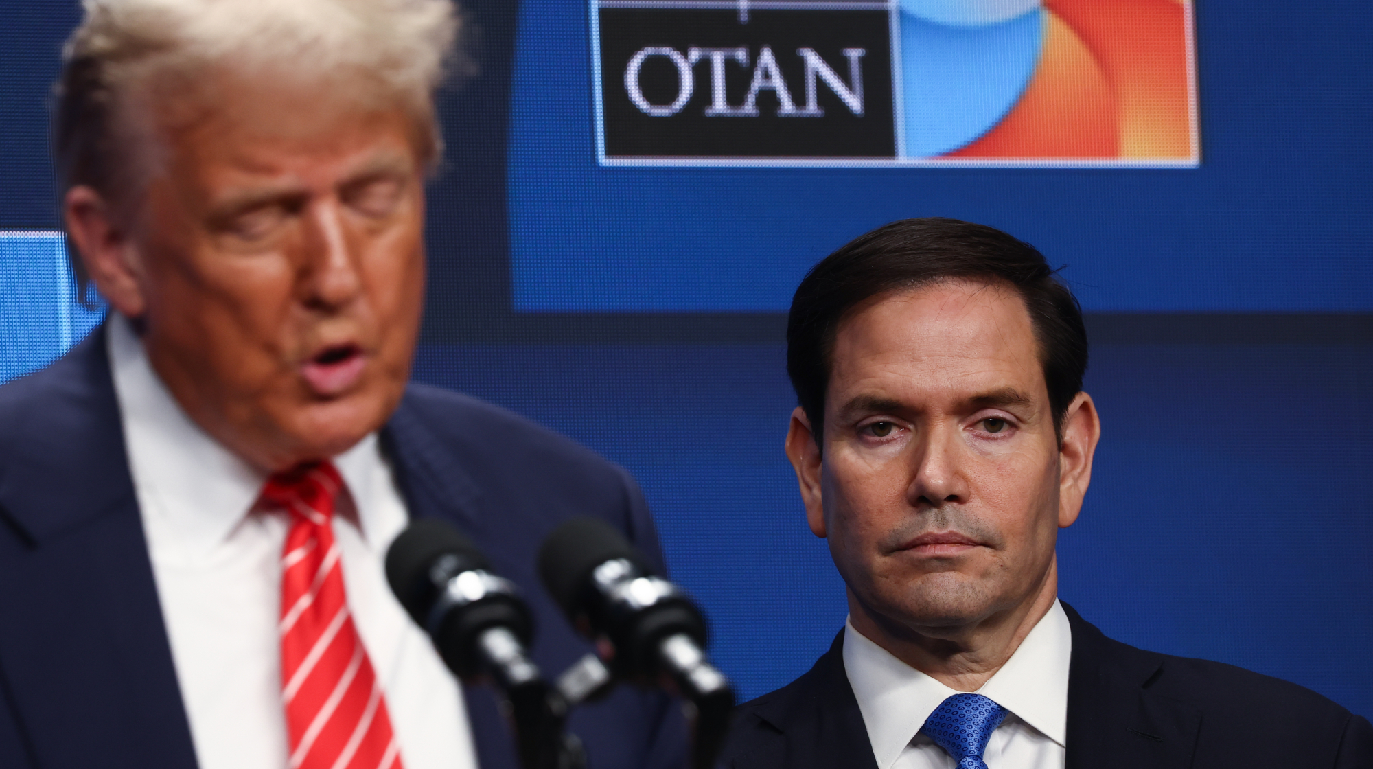 USA President Donald Trump and USA Secretary of State Marco Rubio during the press conference at the NATO Summit in The Hague, Netherlands on June 25, 2025. 