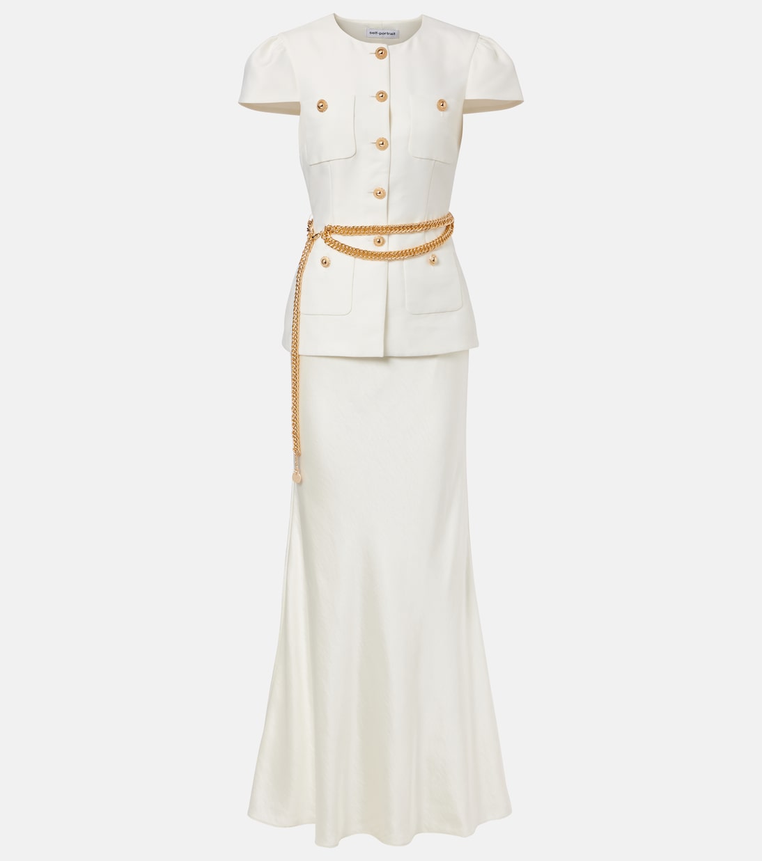 Belted Taffeta Maxi Dress