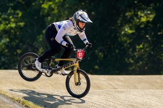 Beth Shriever competing in the BMX