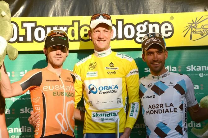 Tour of Poland podium: Jon Izaguirre, Pieter Weening, Christophe Riblon