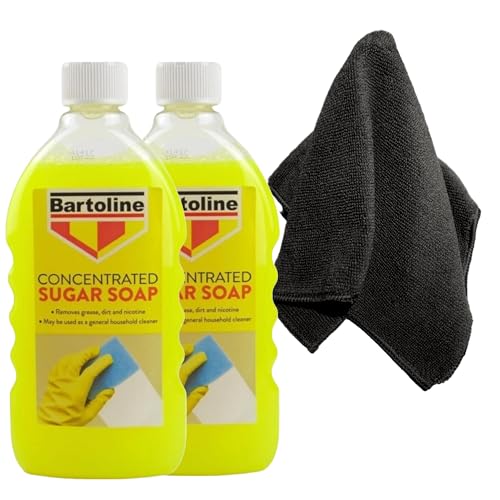 Sugar Soap for Cleaning - 2 X 500ml Concentrated Sugar Soap for Walls | Kitchen Degreaser Spray | Wall Cleaner for Painted Walls | Grease Remover | With Added Wilosc Microfibre Cloth.