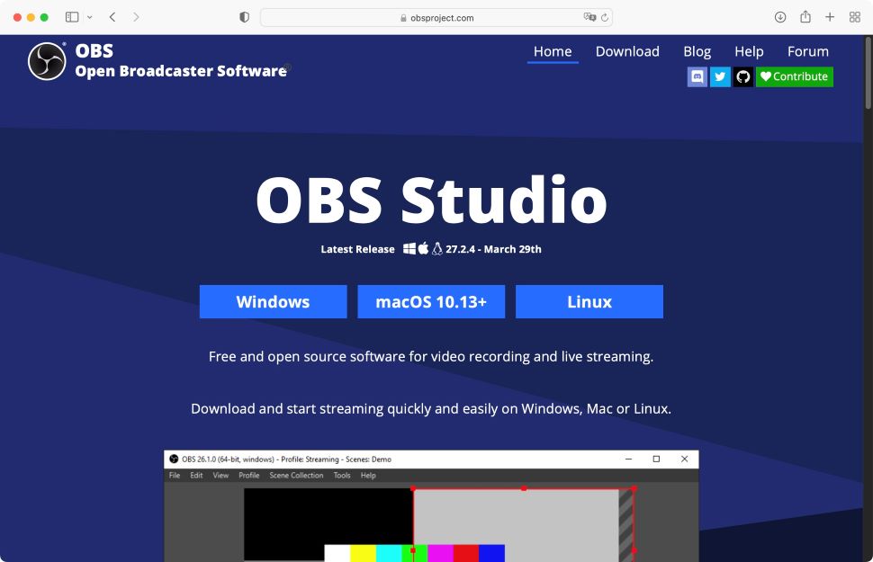 Pictured: Screenshot of OBS Studio