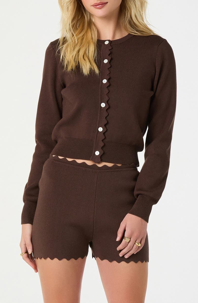 Scalloped Placket Crop Cardigan