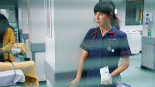 Kirsty Mitchell as Faith in her scrubs in Casualty