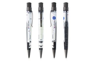 Retro 51's Space Shuttle Columbia Tornado limited edition pen reproduces the wrap-around look of the orbiter with black nickel accents.