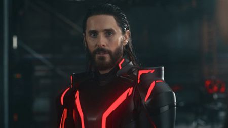 Jared Leto during Tron: Ares' firefly scene.