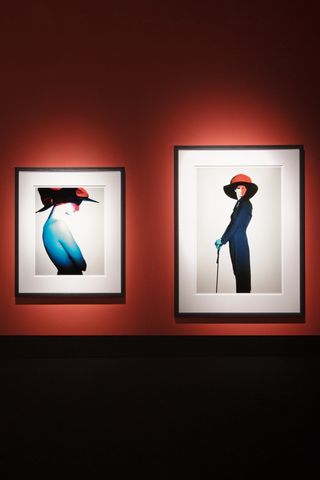 Fashion photographs on wall at Paolo Roversi exhibition Paris
