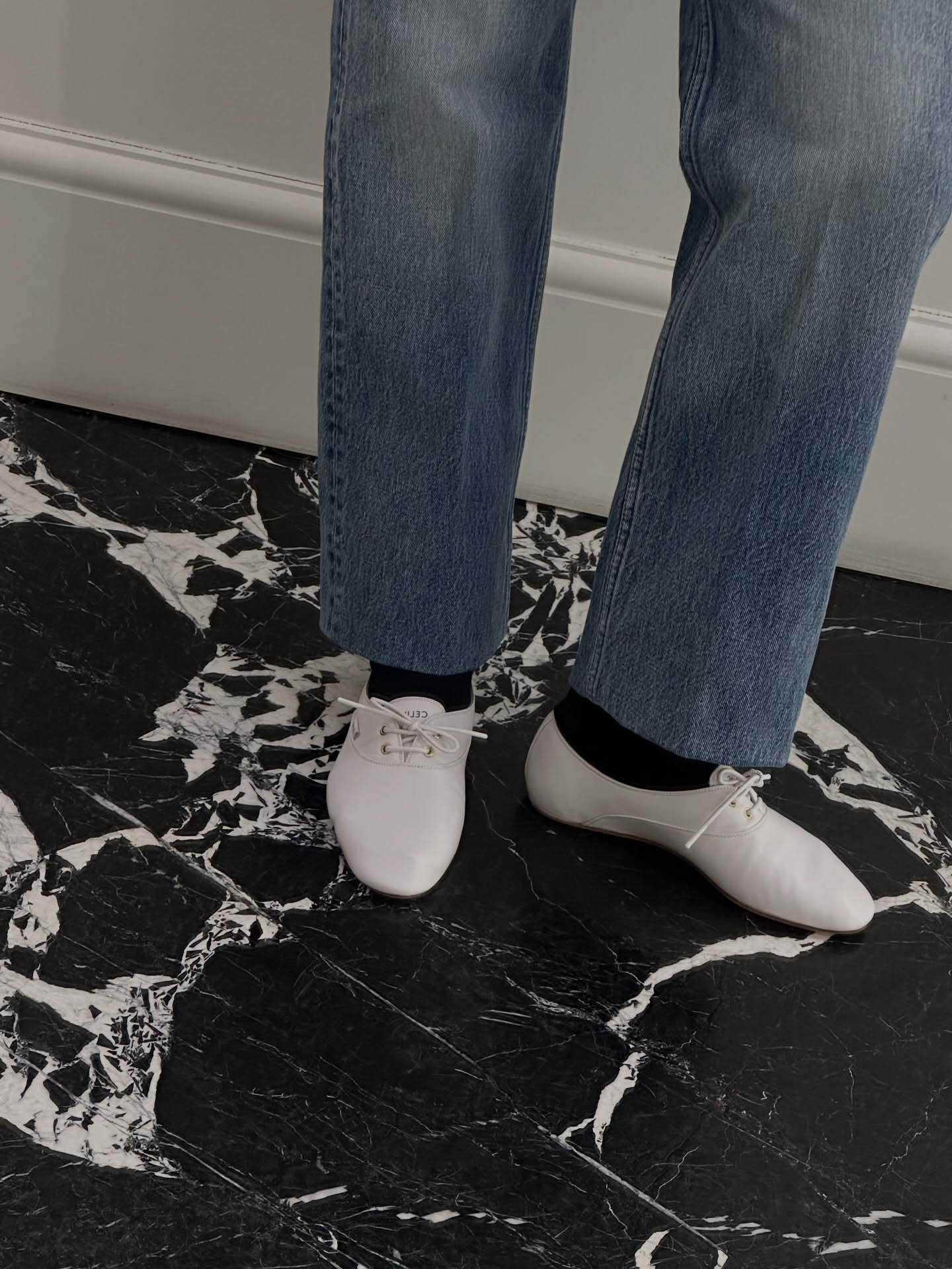 An image of @alexisforeman wearing Celine Derby shoes.