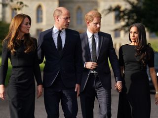 The Prince and Princess of Wales and the Duke and duchess of Sussex walk to Windsor Castle following the death of Queen Elizabeth II in 2022