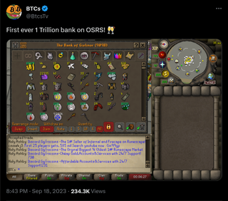 First ever 1 Trillion bank on OSRS! 🥂