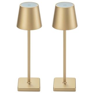 Kelary 2 Pack Cordless Table Lamp Rechargeable Led Desk Lamp 5200mah Aluminum Shell Battery Lamps Stepless Dimmable Portable Table Lights for Dinner/restaurant/outdoor Ip54 Waterproof Gold