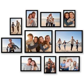 Americanflat 10 Pack Black Picture Frames Collage Wall Decor - Gallery Wall Frame Set With Two 8x10, Four 5x7, and Four 4x6 Frames, Shatter-Resistant Glass, Hanging Hardware, and Easel Included