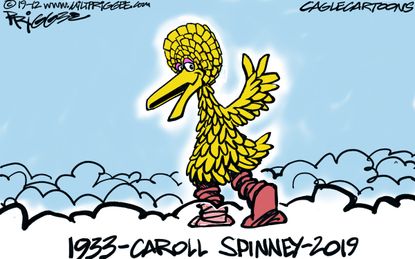 Political Cartoon U.S. RIP Big Bird Sesame Street Caroll Spinney