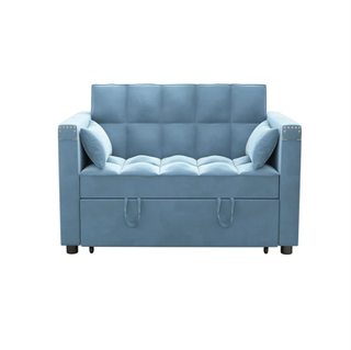 sky blue velvet sleeper chair bed
