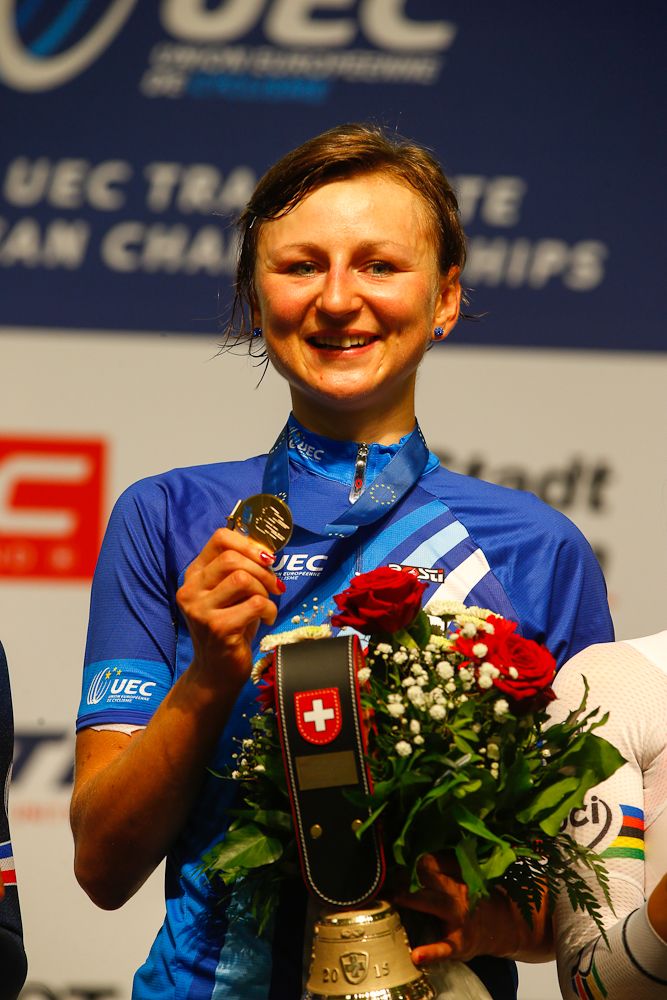 Women's points race winner Katarzyna Pawlowska.